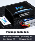 Graphene 4S LiPo Battery 14.8V 2200mAh 120C With XT60 Plug package contents with manual and box
