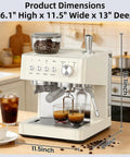 15 Bar Espresso Machine With Built-In Anti-Clog Grinder And Milk Frother Steam Wand Tamping Tools For Lattes And Cappuccinos Fast Eject Ground System Home Barista Grade Coffee Maker In Almond Finish