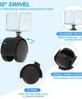 Slick Roll 1.5 Inch Swivel Casters With 1 Inch U Bracket showcasing 360 degree swivel, PP wheels, and thickened top plate.