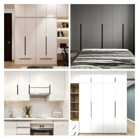 8 Pack White Aluminum Edge Pulls Concealed Cabinet Handles With Screws in modern kitchen and bedroom cabinets