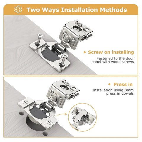 50 Pack Face Frame Cabinet Hinges That Close Softly, Concealed Self Closing, 1-1/4 Inch Overlay, Stainless Steel, 105 Degree Opening, 3 Way Adjustable For Ultra Quiet, Safe, Kid-Friendly Kitchen Cabinets