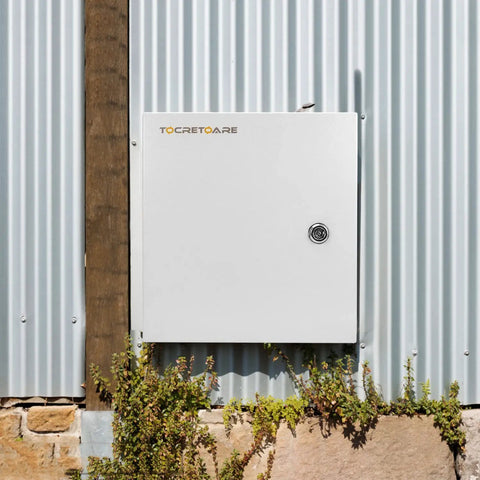 Rugged Outdoor Steel Electrical Box 12x12x8 Inch Junction Enclosure NEMA 4X IP66 Weatherproof And Dustproof installed on wall