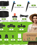 Greenhouse Micro Drip Irrigation Kit with 1/2 Inch Main Tubing and 1/4 Inch Distribution Tubing, adjustable emitters and fittings.