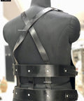 Back view of Medieval Steel Merc Cuirass 18 Gauge Body Armor For Larp And Cosplay With Adjustable Leather Backplate And Straps