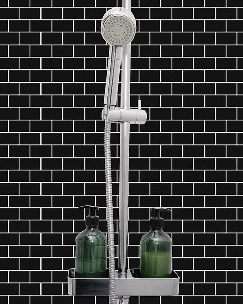 Subway Style Peel And Stick Tiles For Kitchen Backsplash 12 Inch By 12 Inch Thicker Version with shower setup in front