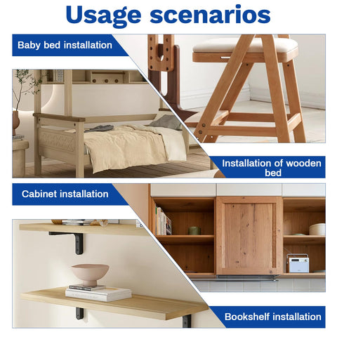 Universal M6 Crib Screws Replacement Kit 60 Piece includes installation scenarios for cribs, beds, cabinets, and shelves.