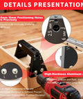 Precision Undermount Drawer Slide Drill Guide Jig With Six Piece Bit Set For Flawless Cabinet Alignment and slick straight shooting performance, showing 2.5mm and 6mm positioning holes.