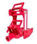 Front view of Guardian 2601 wall jack, red cast-iron, 1000 lb capacity for 1-1/2 x 3-1/2 in wood poles or 3-1/4 in OD steel pipe
