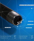 Gear Up Your DIY Projects With A Three Quarters Inch Nipples Assortment Kit For Steel Pipe Fittings In Black detail view