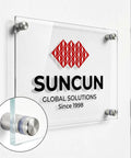 Glass sign mounted with Pro Grade Stainless Steel 60 Pcs Standoff Screws Half Inch By One Inch Mounting Hardware For Glass