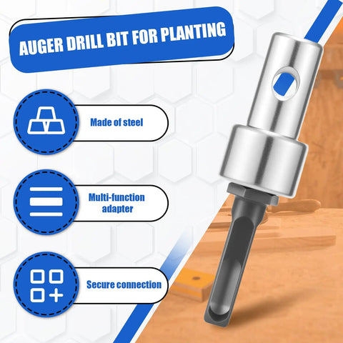 Auger Drill Adapter For Half Inch SDS Plus Corded And Cordless Drills High Hardness Steel with planting bit features