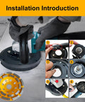 All-In-One Angle Grinder Dust Shroud 4.5 and 5 Inch With Diamond Concrete Grinding Wheel, Fits Most Grinders, during installation