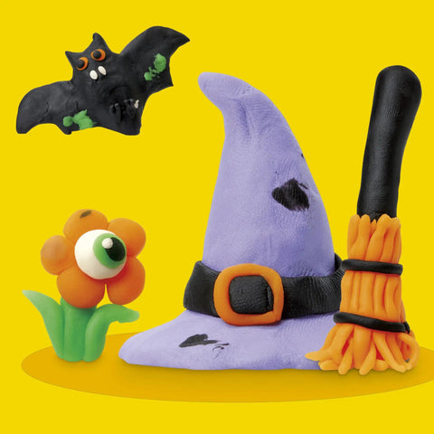 Fresh Spooky Modeling Clay 30 Pack Fun Size Sticks with bat, witch hat, and flower for Halloween creations.