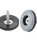 No Sweat Screw In Chair Leg Protectors And Table Glides Floor Savers With PTFE Non Scratch Bottom Heavy Duty Furniture Slider Pads 24 Pack close-up of screw mount glides