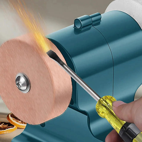 Dipisuta Cordless Mini Bench Grinder Polisher With Powerful Copper Motor and versatile coarse and fine grinding wheels in use