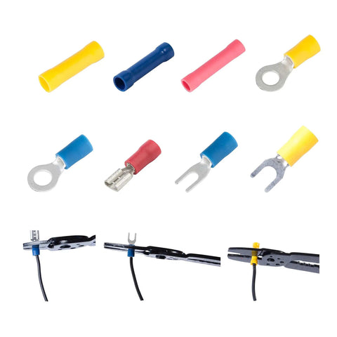 300 Piece Insulated Wire Terminal Kit With Butt Ring Spade And Quick Disconnect Crimp Connectors, color coded set.