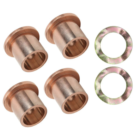 Heavy Duty King Pin Steering Knuckle Bushing Kit With Flanged Spindle Bushing Ready Drop Installation For Precedent Gas 2004 Plus Direct Swap Rock Solid Bronze Build set featuring four bronze bushings and two washers.