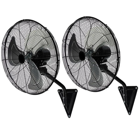 Heavy Duty 20 Inch Wall Mount Fans Set 2 Pack High Velocity Oscillating Fans With 6600 CFM, black industrial design.