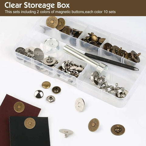 20 Sets 18mm Magnetic Button Clasp Snaps Fastener Kit With Install Tool For Sewing DIY Crafts Purses Bags Clothes Leather
