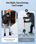 Man using Lightweight Plastic Snow Shovel With Extendable Handle For Driveways And Cars Rugged Yet Portable Easy Buckle Assembly