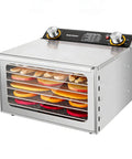 Powerful 800W Food Dehydrator Machine With 6 Layer Stainless Steel Trays and Control Panel, Side View