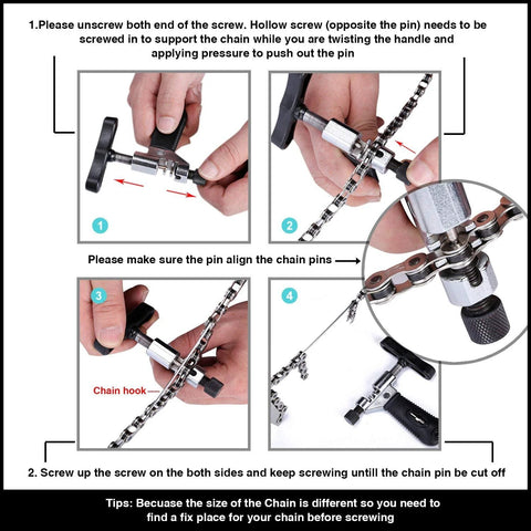 Front view of Oumers Universal bike chain tool for road and mountain bikes, chain breaker and installer kit.