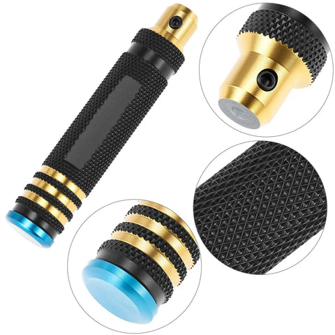 Hardcore Tungsten Steel Scribing Chisel Set Featuring Seven Ultra Slick Blades Spanning Point One To Two Millimeters With Dead On Accuracy For Smooth Resin And Scale Model Detail Crafting - aluminum handle with textured grip