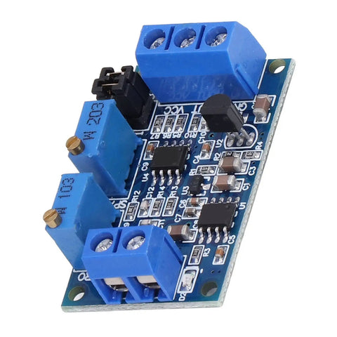 Built Like A Tank High Current To Voltage Converter Module With Wide Supply Voltage For Industrial Setup And Dead Simple DIY Fixes Smooth Signal Transfer No Headache Required, blue circuit board with connectors.