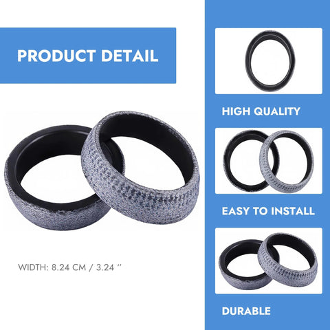 Front view: two 2.5-inch graphite exhaust donut gaskets for car exhaust manifold, high-temp.