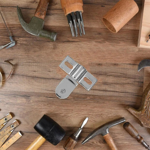 Heavy Duty Zinc Alloy Door Pivot Hinges For Glass Shower Doors With Silver Finish Easy Install Bidirectional Swing Secure And Stable Ideal For Bathroom And Home Use shown on a wooden background with tools.