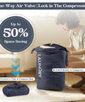 Person using No Cap Vacuum Compression Travel Laundry Bag With Waterproof Wet Dry Organizer for easy storage and space saving