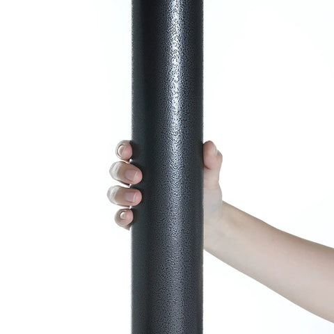 Close-up of hand holding the steel frame pole of a Sturdy 10x12 Patio Gazebo With Outdoor Steel Frame And Mosquito Netting For Lawn, Backyard, Garden Or Deck.