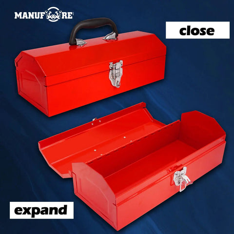 Rugged 14 Inch Metal Tool Box With Heavy Duty Carry Handle For Backyard Bosses And Handyman Heroes To Lock Up Pliers Hammers Screwdrivers And All Your Yard Work Stash Inside A No Frills Lightweight Chest Crafted To Outlast Rough Days