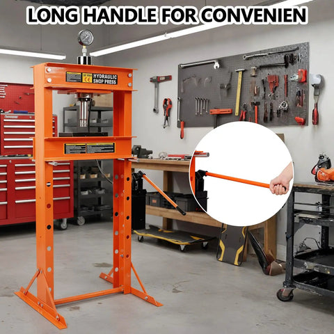 Heavy Duty 30 Ton Hydraulic Shop Press With Press Plates Adjustable Height H-Frame Floor-Standing Auto Repair Press