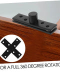 Close-up of black 360 Degree Pivot Hidden Door Hinge for Concealed Doors and Secret Bookcases by DOITOOL.