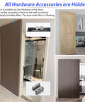 Concealed Sliding Barn Door Hardware Kit With 59.05 Inch Track, Floating Wall Mount installed in modern living room.