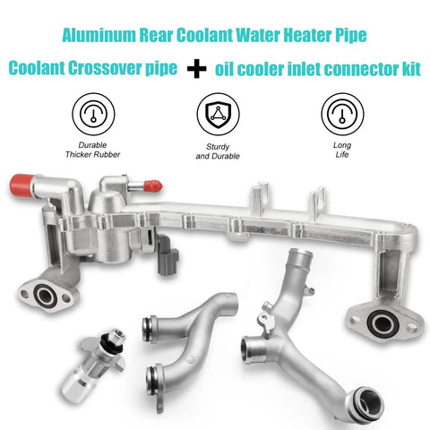 Beat Engine Stress Quickly With This Sturdy Aluminum Water Pump And Thermostat Housing Top Crossover Hose Bolted Secure On Your 5.0L V8 Range Rover Setup. Aluminum rear coolant heater pipe and oil cooler inlet connector.