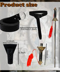 Adjustable Tachi Practice Sword Set With Holster And Leather Belt, includes faux blade, belt, and holster with size details.
