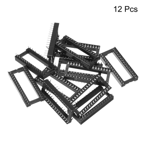 12 Pack DIP IC Socket Adapters, 32 Pin, 2.54mm Pitch, scattered on white background, close-up view of connectors.