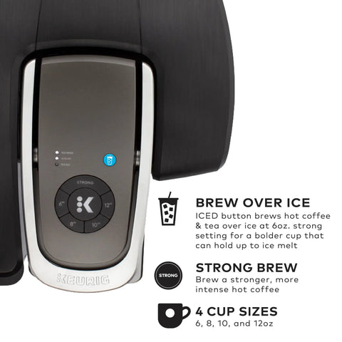 Office Ready Single Serve Coffee Maker For Small Teams With 96 Oz Water Reservoir Brews Hot Or Over Ice In Under A Minute 225 Plus K Cup Varieties From 35 Brands, close-up of control panel