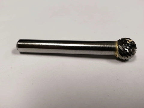 Three Eighths Inch SD-3 Ball Burr Double Cut Solid Carbide Grinding Bit for Precision Deburring Contouring and Shaping Metal Surfaces