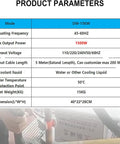 Product parameters for Handheld Magnetic Induction Heater For Bolts And Pipes 1500W with specifications like output power, voltage.