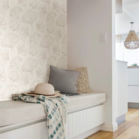 Silver Hikarigaoka Floral Peel And Stick Wallpaper NUS3578 No Mess Easy To Apply Removable And Repositionable With No Residue On Smooth Painted Walls Not For Textured Surfaces
