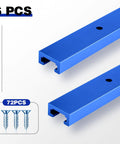 Six Piece T Track Kit For Woodworking With Screws 48 Inch Aluminum Universal T Rail Track Double Cut Profile Blue