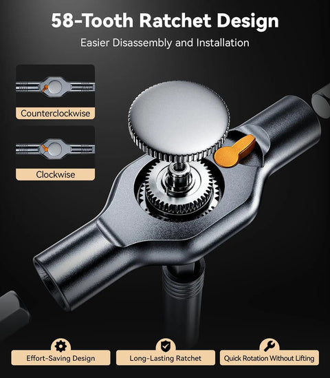 Close-up of 32In1 T Handle Magnetic Ratcheting Screwdriver Set with 58-tooth ratchet design for easy disassembly and installation.