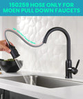 Heavy Duty Replacement Hose Kit Compatible With Moen Pull Down Kitchen Faucet Part 150259 68 inch stainless steel hose in use