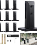 Rock Solid Square Glass Pin Clamps For Zero Drill Hassle Premium 304 Stainless Steel Railing Post Fittings in smooth black finish with hardware.