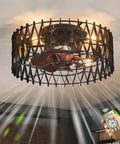 Space Saving 16 Inch Caged Ceiling Fan With Lights Remote Control Matte Black Finish Dope Sleek Farmhouse Style Flush Mount Indoor Ceiling Fan