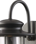 Close-up of Portside 12 Inch Outdoor Sconce 1 Light Matte Black Finish Weatherproof Exterior Wall Light Fixture.