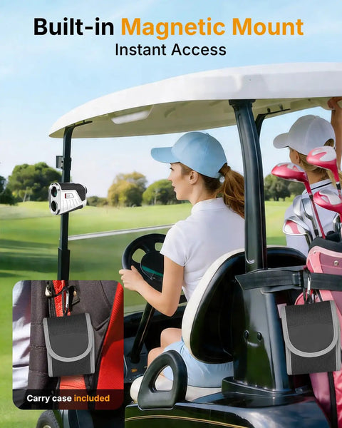 Golf Rangefinder With Slope Mode, 1200 Yard Range, Rechargeable Battery, Magnetic Strap, Flag Lock Vibration on cart